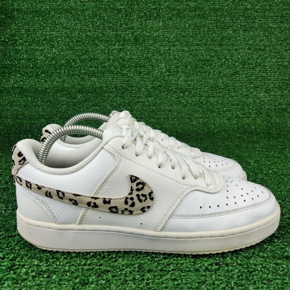 Nike Sneakers Womens 8.5 White Court Vision Low Leopard Print DD9665-100 Animal